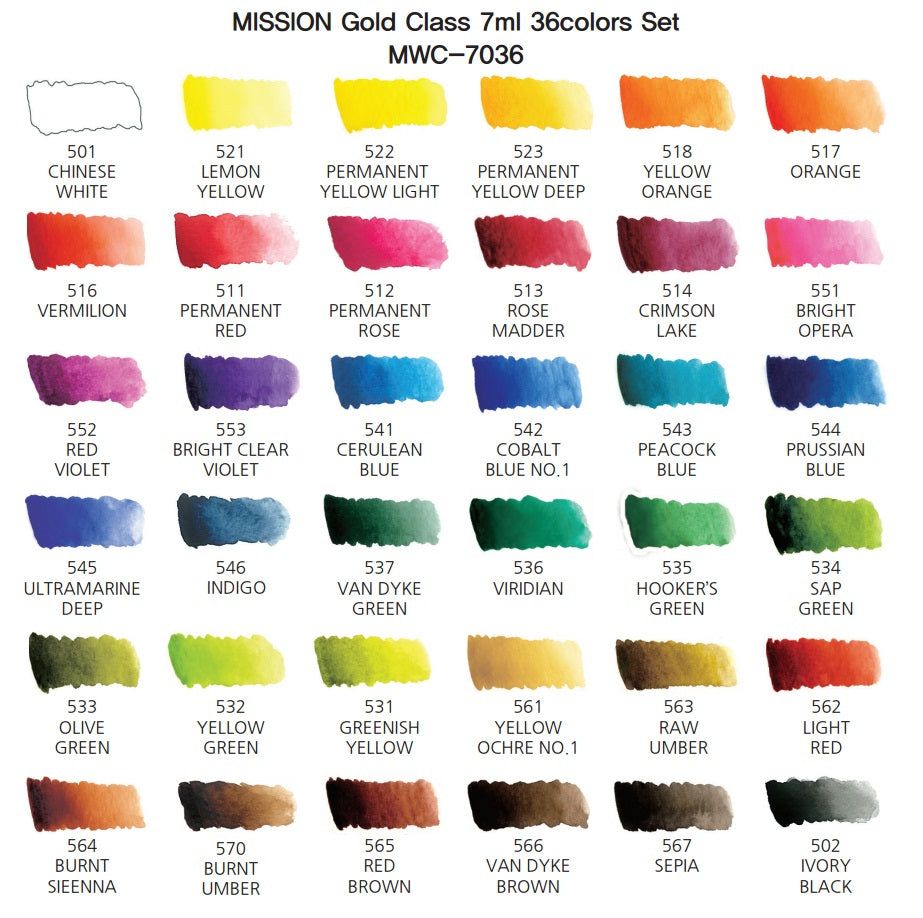 Mijello Mission Gold Water Color Palette Set, 36 Colors