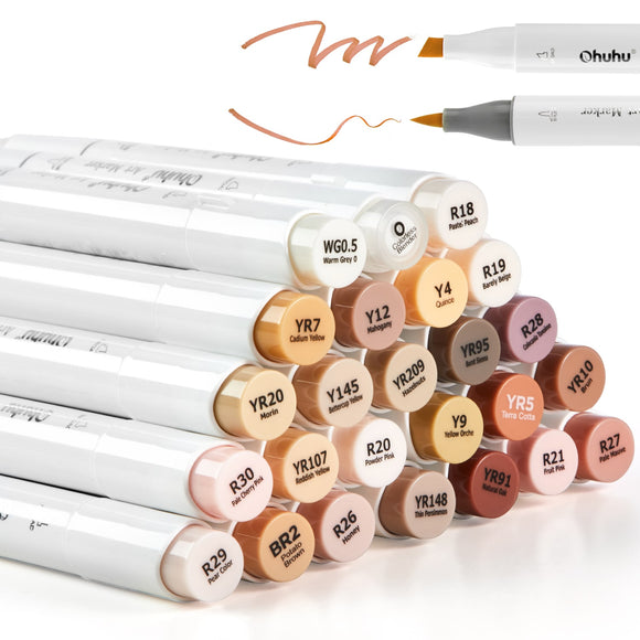 Ohuhu Skin Tone Colors Dual Tips Alcohol Art Markers, Brush & Chisel