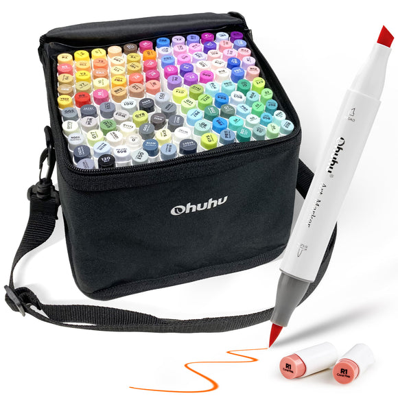 Ohuhu 120 Colors Dual Tips Alcohol Art Markers, Brush & Chisel