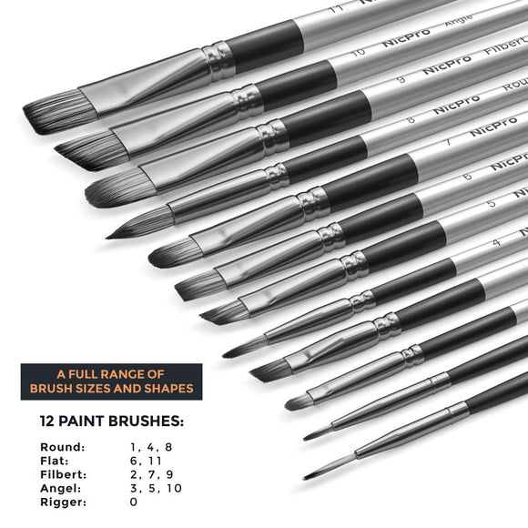 Nicpro 12 PCS Paint Brushes Set