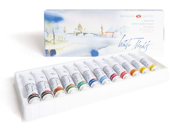White Nights Watercolor Paint Set of 12 Tubes 10 ml