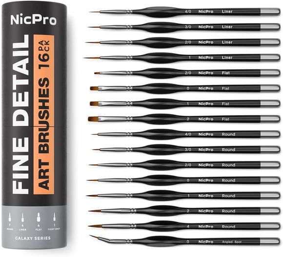 Nicpro New 16 Micro Detail Paint Brush Set