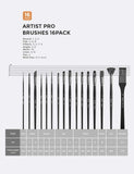 Nicpro Professional Paint Brushes 16 PCS Black Art Brush Comb Supplies Kit with Carrying Travel Bag