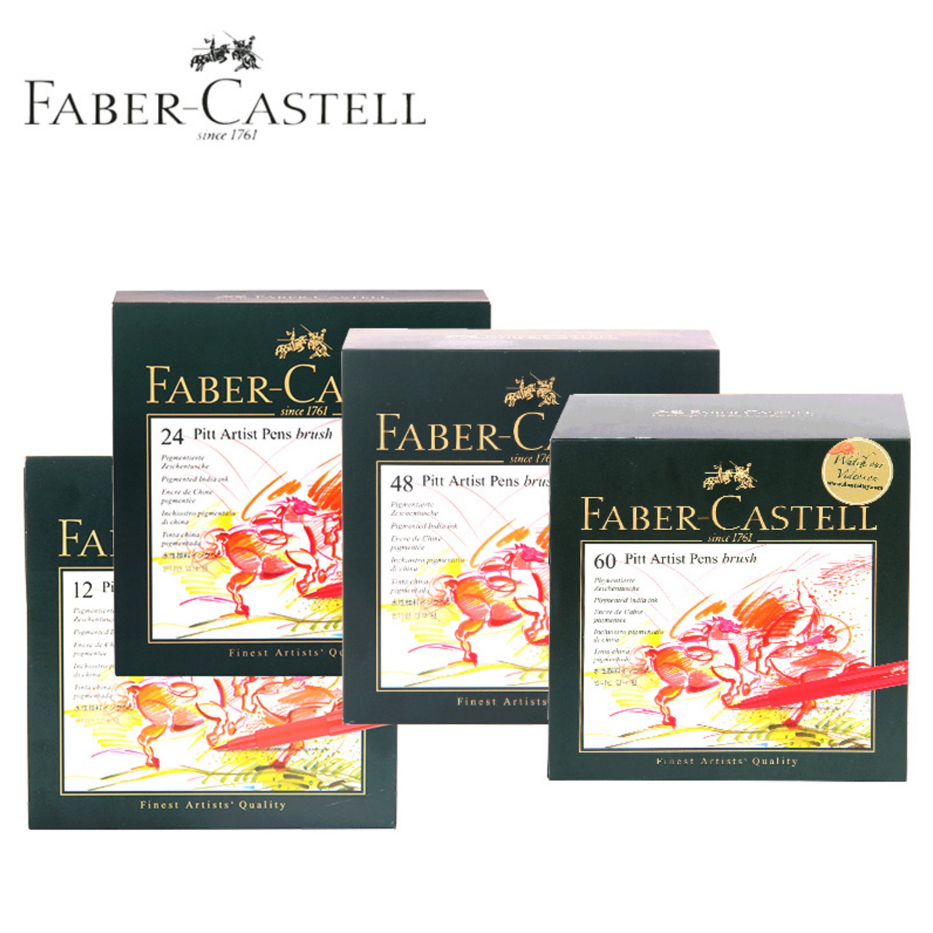Faber-Castell India ink Pitt Artist Pen Brush studio box of 60