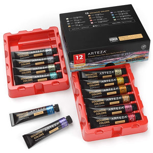 Metallic Gouache Artist Paint 12ml Tubes Set of 12